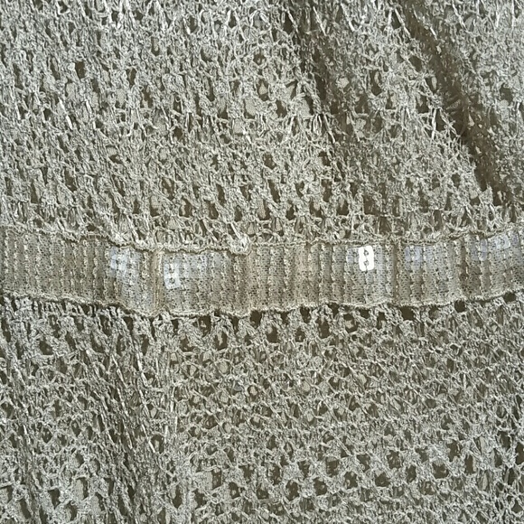 Taupe Sparkling Lace Overlay Tunic with Scarf! OS - Picture 3 of 5