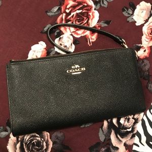 Coach black wristlet clutch