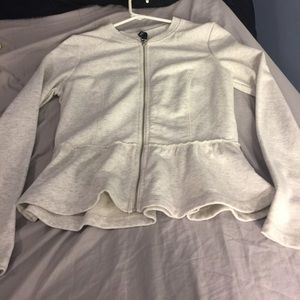 HM peplum light grey sweatshirt zip up