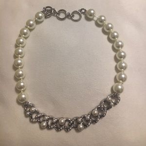 Givenchy Glass Pearl and Chain Link Necklace NWOT