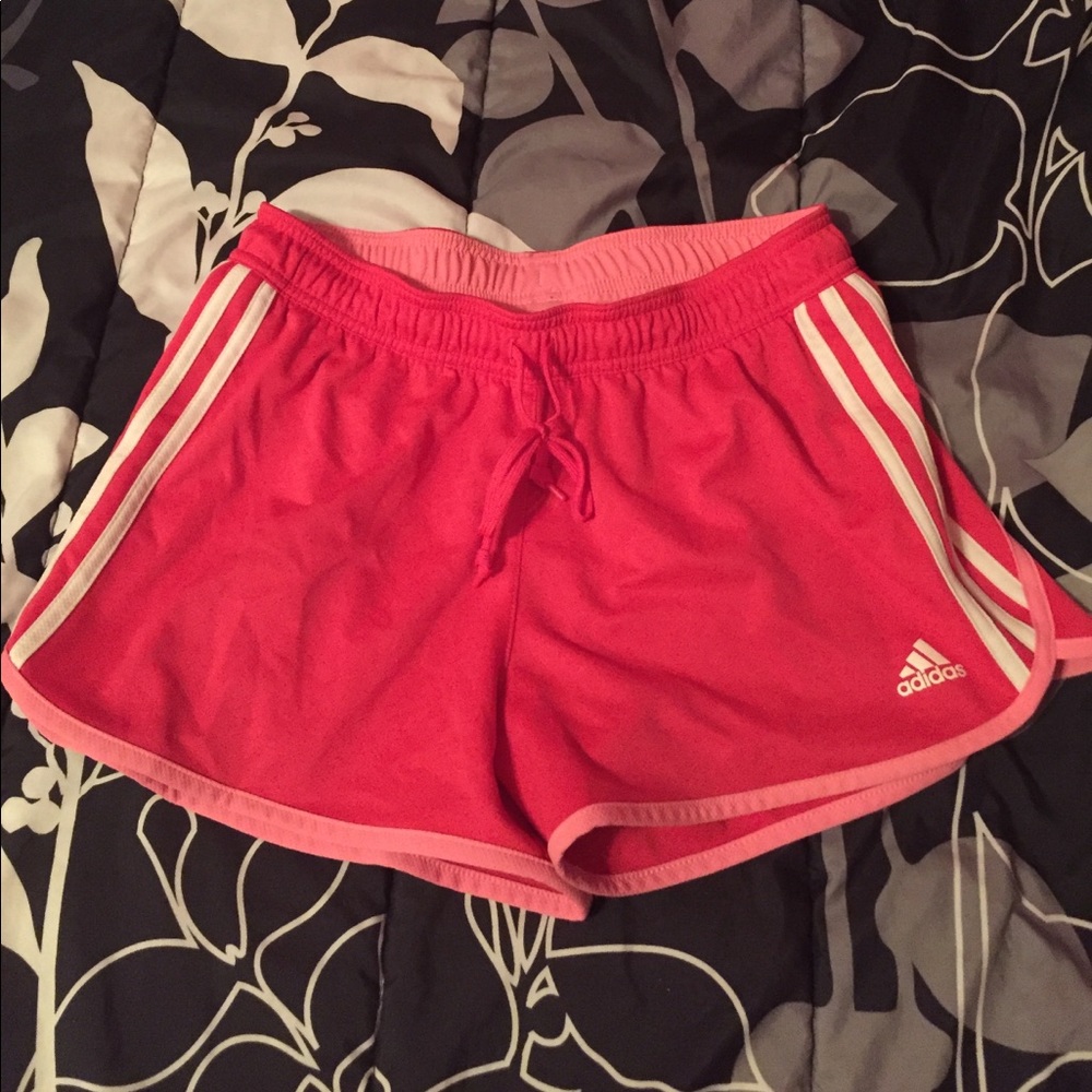 Pink adidas workout shorts