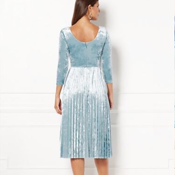 NYC&Co Tall Pleated Velvet Dress. - Picture 3 of 6