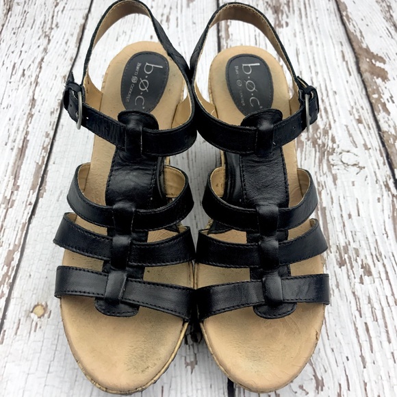 b.o.c. Shoes - 💕SALE💕 b.o.c Black Leather Wedge Sandals