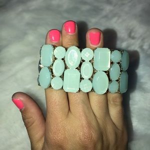Mint and gold stretchy bracelet