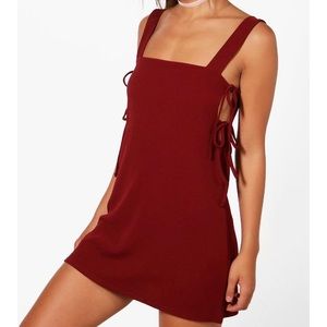 Petite Red Tie Side Shift Dress