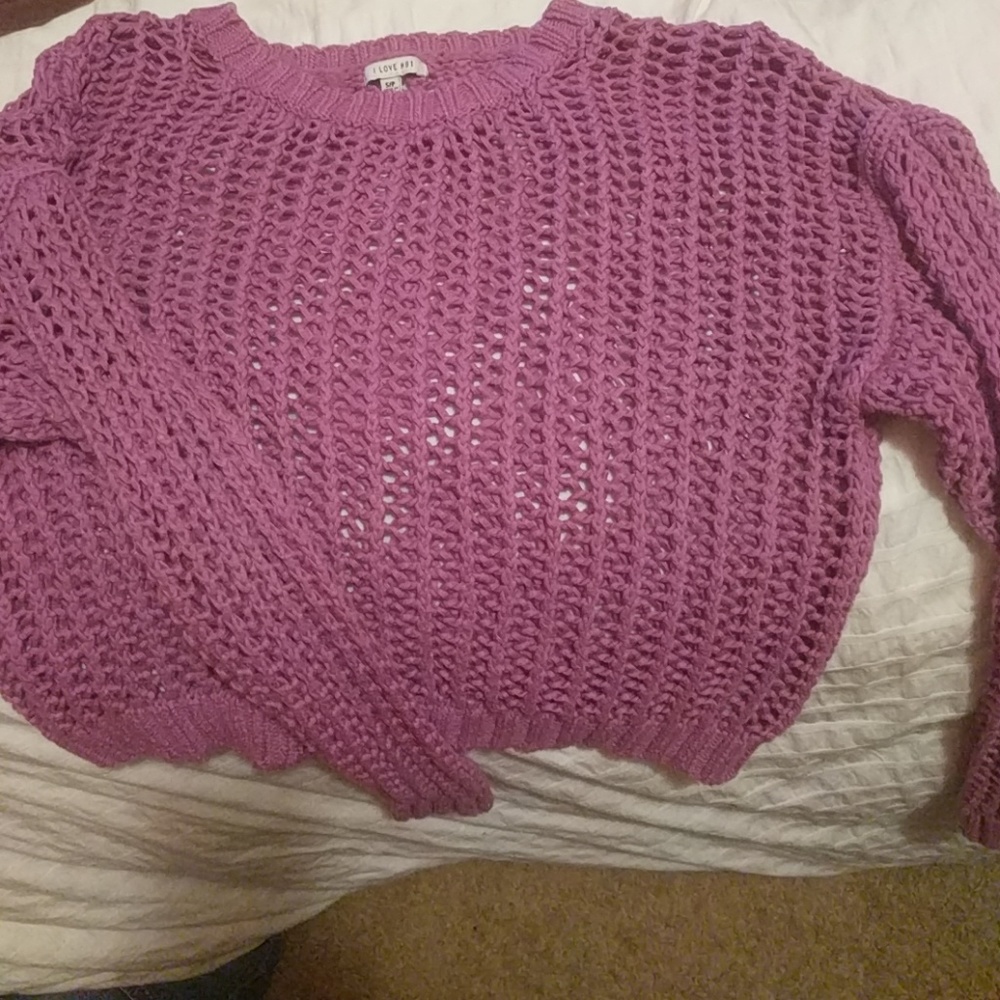 Purple knit cropped sweater