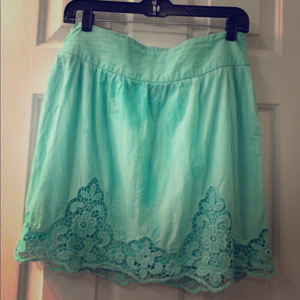 Mint Green Skirt w Crochet Hem