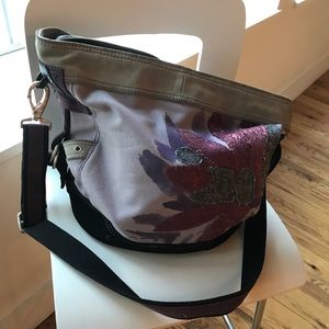Purple suede LUCKY Brand large messenger tote