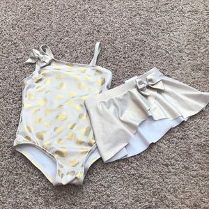 Gold and Pearl Colored Bathing Suit Set