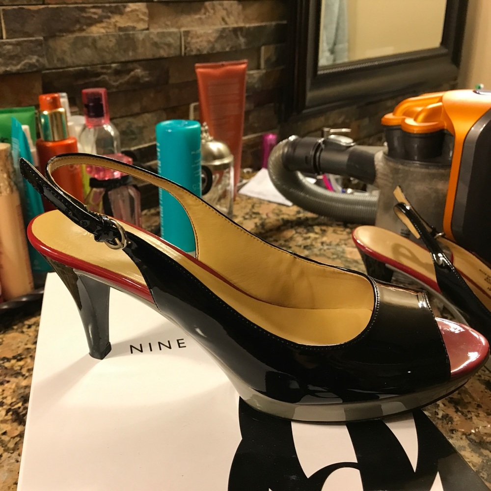 Nine West Patent Slight Platform Slingback.