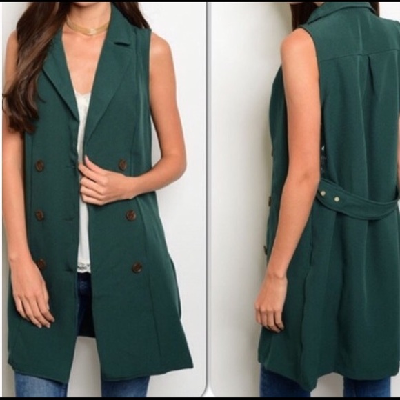 Emerald green sleeveless vest - Picture 1 of 2