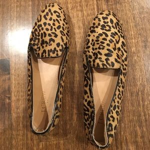 Size 8 j crew leopard print loafers
