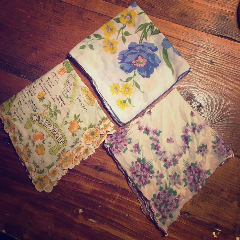 Vintage Handkerchiefs Set of 3