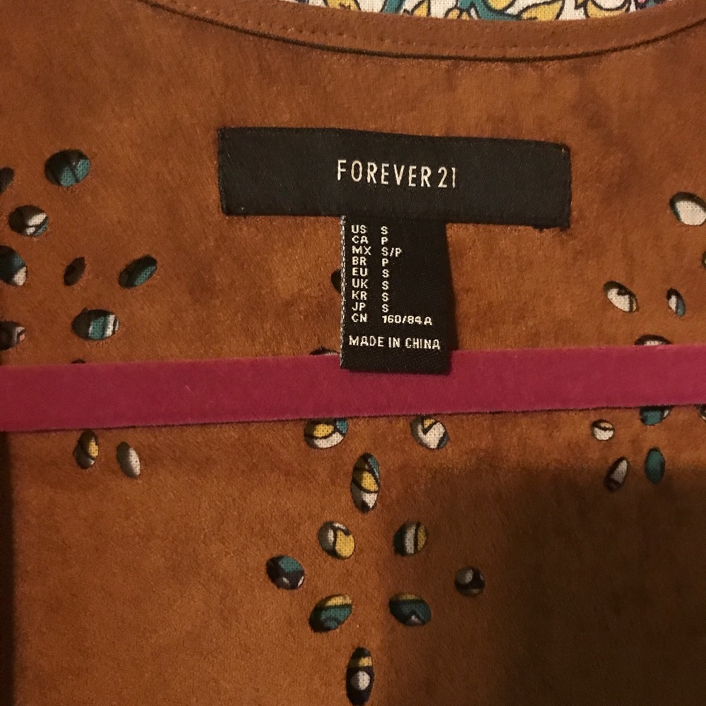 Brown soft suede F21 fringe vest.