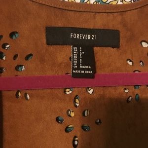 Brown soft suede F21 fringe vest.