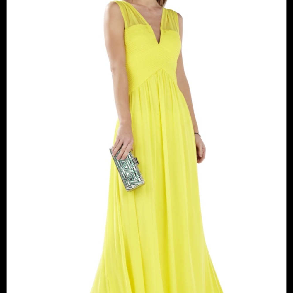 BCBGMAXAZRIA Astella yellow formal gown