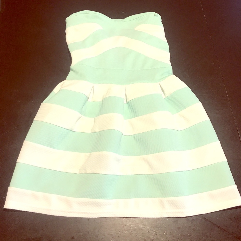 Mint and cream striped dress