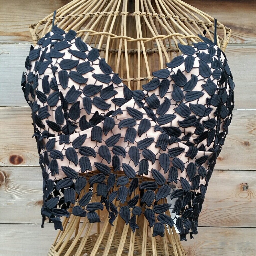 Black Chantilly Lace Lined Bralette by Bardot