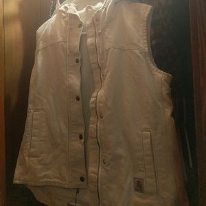 Cream Hooded fleece vest Carhartt size small