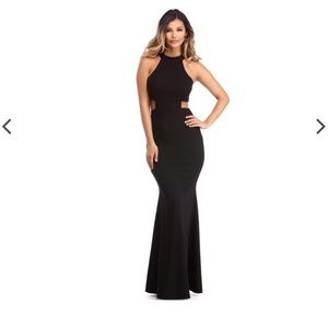Black side and back cutout long gown