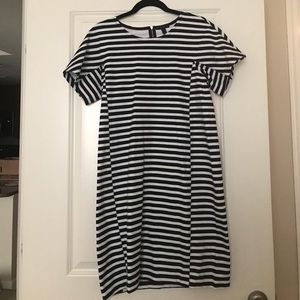 NWOT J Crew Dress striped black and white size M