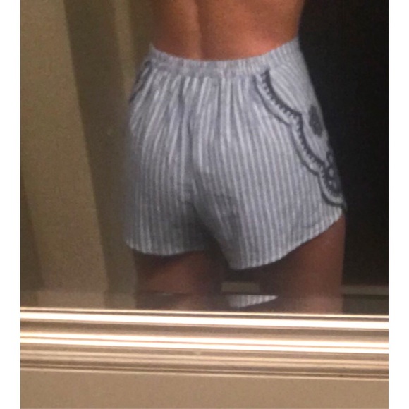 Punch blue and white embroidered shorts - Picture 6 of 7