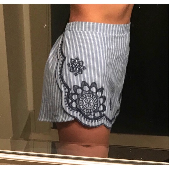 Punch blue and white embroidered shorts - Picture 7 of 7