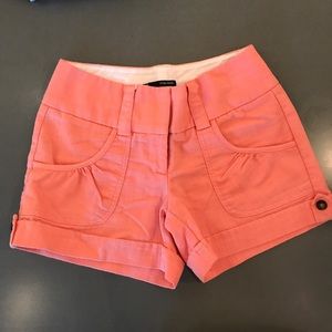 Red linen shorts