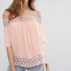 ASOS Peach Off the Shoulder Top ASOS Peach Off the Shoulder Top