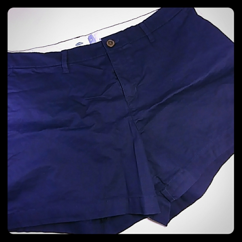 Navy blue shorts.