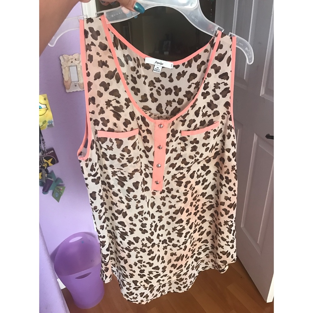 Papaya Cheetah printed tank top