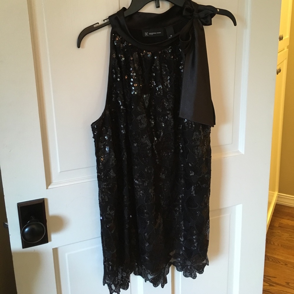 INC International Concepts black SEXY sequin top
