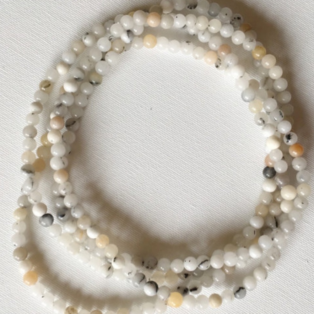 Beaded Grey Quartz Double Wrap Necklace