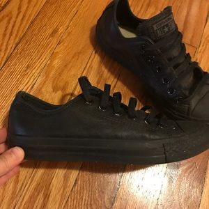 Black leather chuck taylors