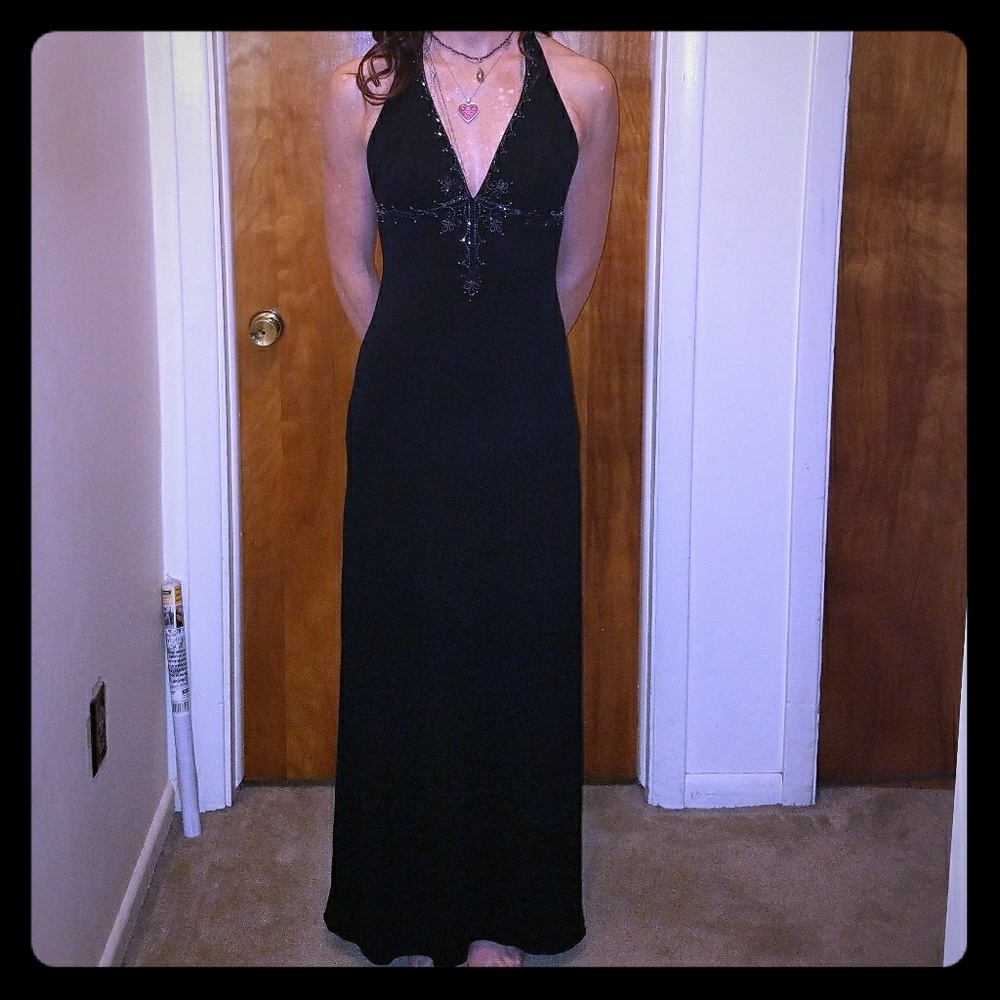 Black V Neck Formal Dress