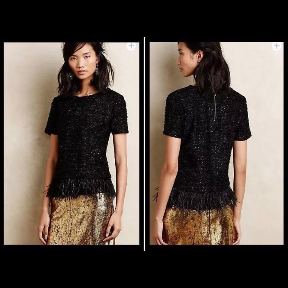 NWOT Anthropologie Feathered Boucle Top XS