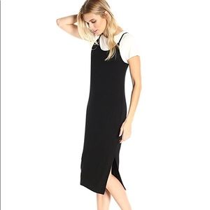 Black Skinny Strap T-shirt Dress