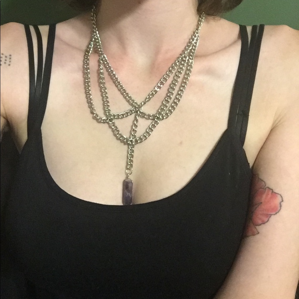 Amethyst multi-chain choker