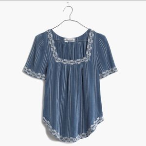 Madewell Arrowstitch Peasant Top