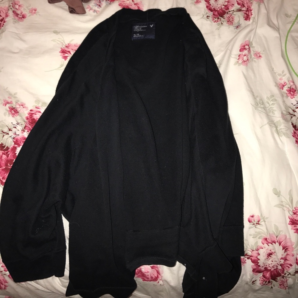 Black cotton button down sweater