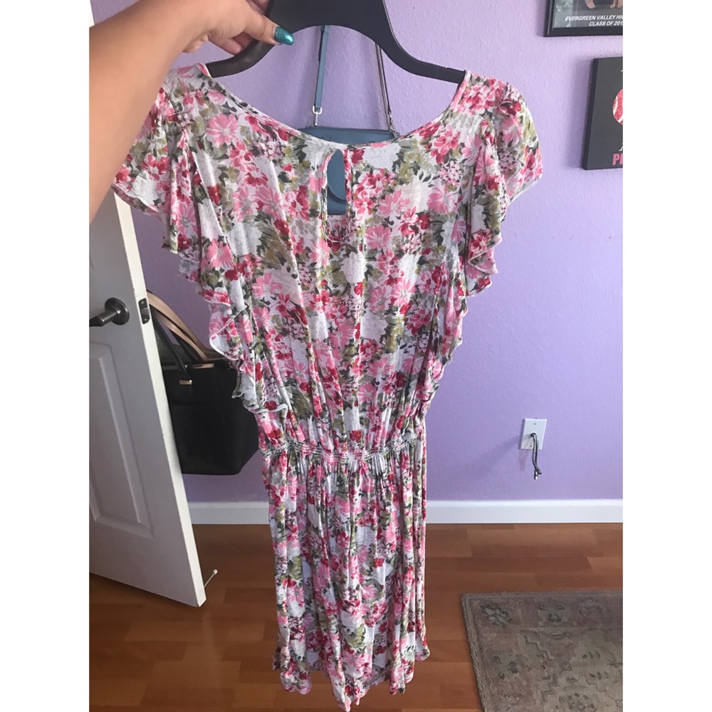 Pink floral mini dress