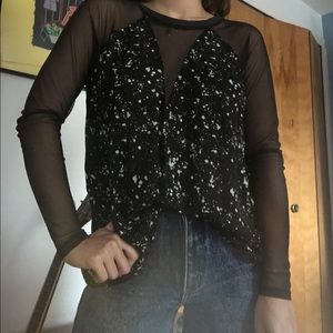 silence + noise sheer black top