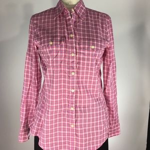 Banana Republic multicolored plaid button up top S