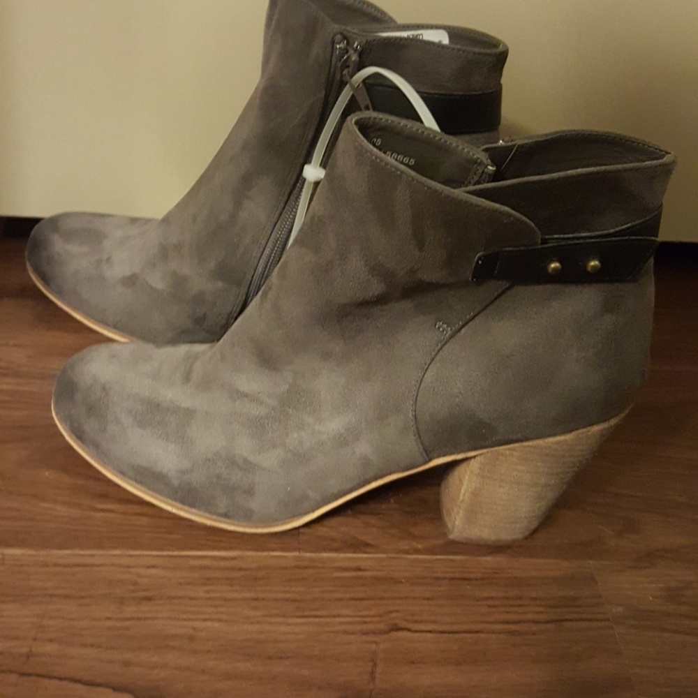 Grey suede booties