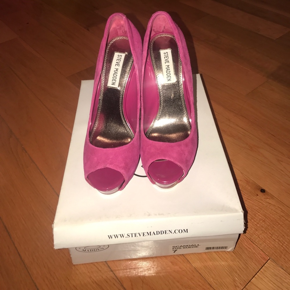 Hot pink suede shoes