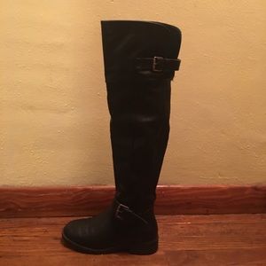 Black thigh high boots