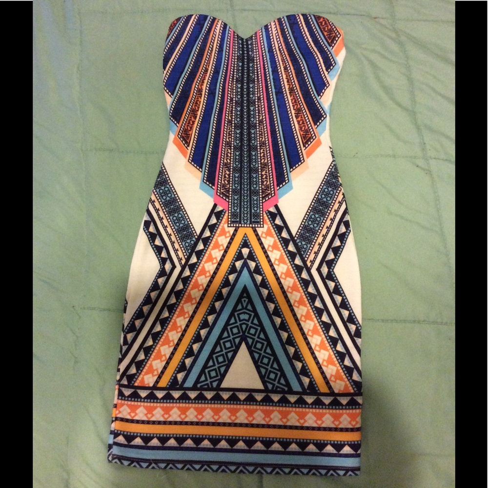 Tribal print tube dress