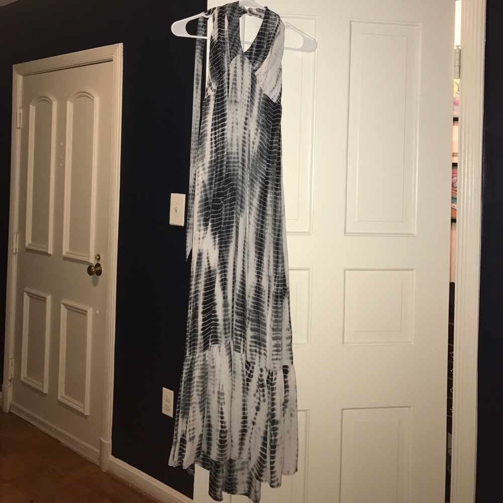 Michael Kors black and white tie dye maxi dress