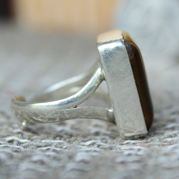 Hand Made Sterling Silver Ring Tiger Eye Stone - Picture 4 of 8