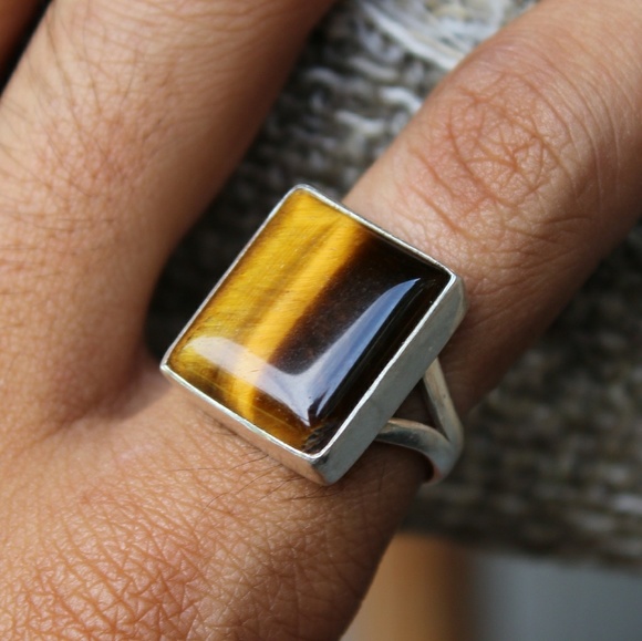 Hand Made Sterling Silver Ring Tiger Eye Stone - Picture 7 of 8